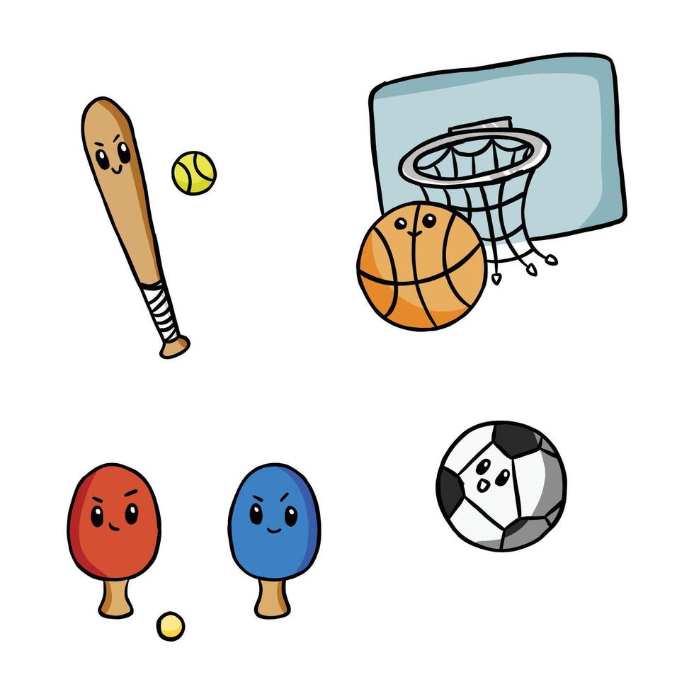 schattig kawaii sport- karakter illustratie vector