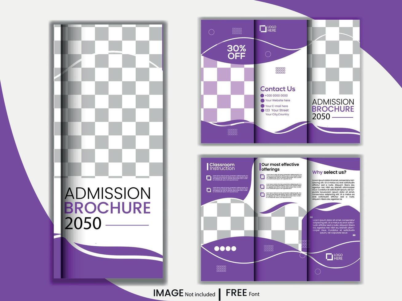 school- college toelating drievoud brochure ontwerp vector