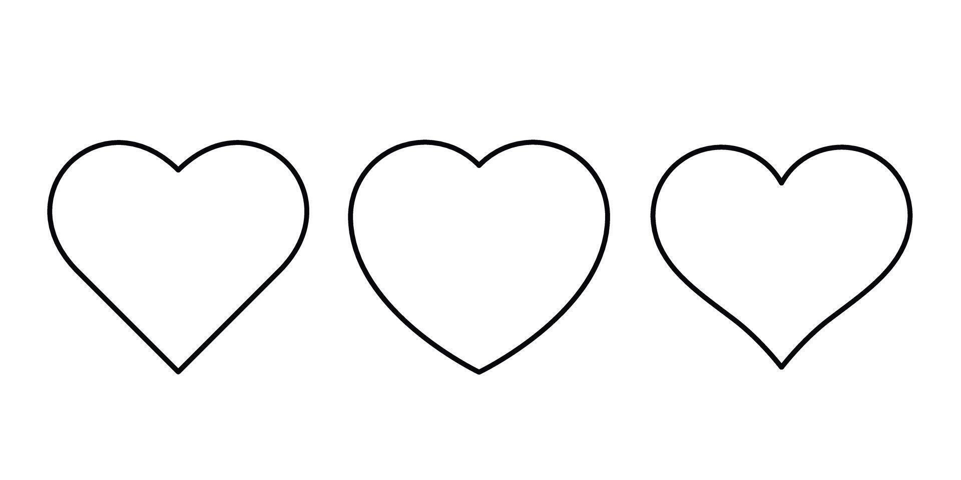 reeks van harten pictogrammen. vector illustratie. zwart en wit