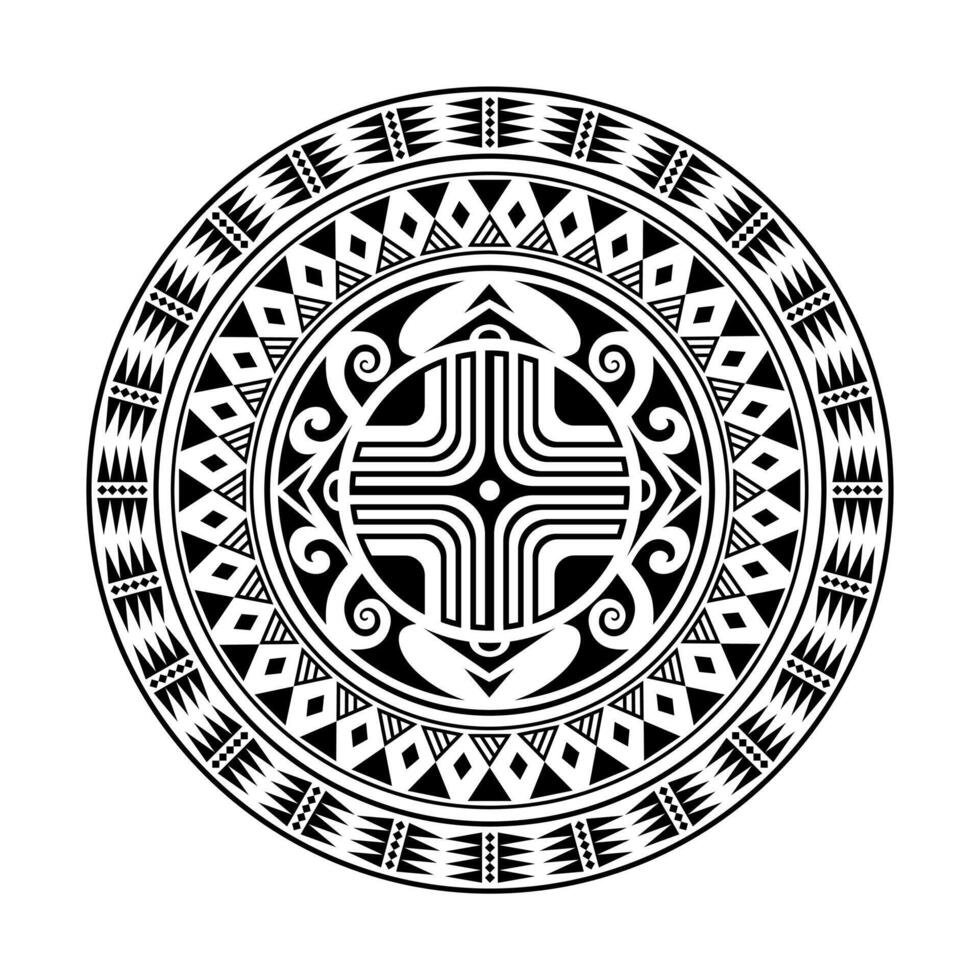 ronde tatoeëren ornament met swastika Maori stijl. Afrikaanse, azteken of mayan etnisch stijl. vector