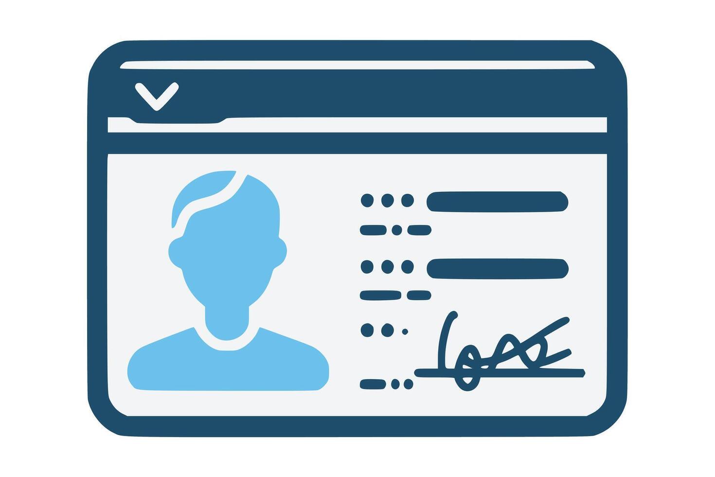 identificatie kaart met profiel icoon. nationaal ID kaart kaart document met foto. goedkeuren identiteit verificatie kaart, verificatie insigne gebruiker of profiel kaart, persoonlijk identiteit verifiëren. vector