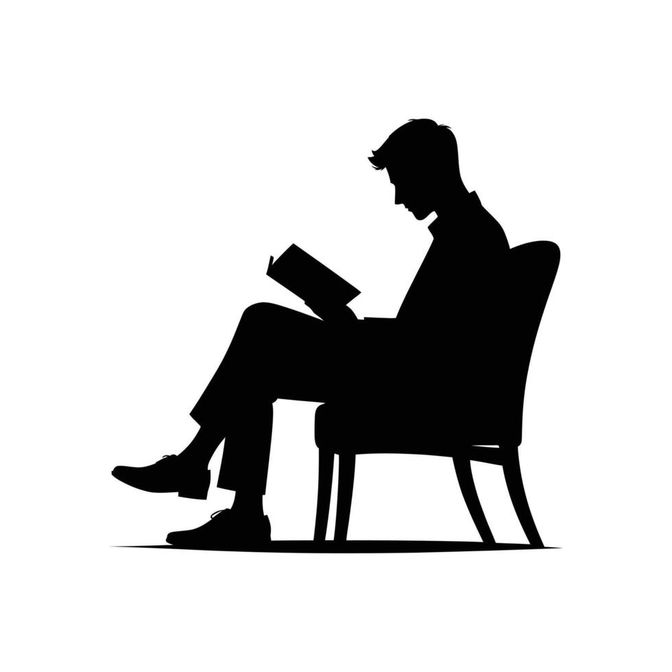 silhouet van een Mens lezing boek vector illustratie