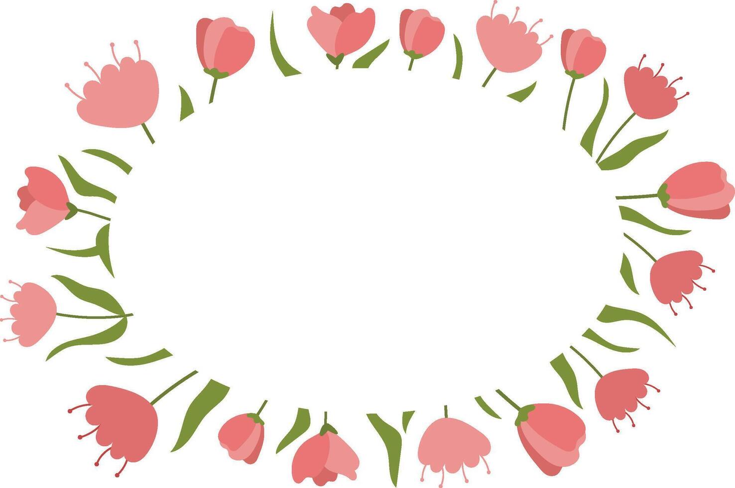 abstract tulp bloem achtergrond vector ontwerp bloemen grens kader minimaal roze tuin