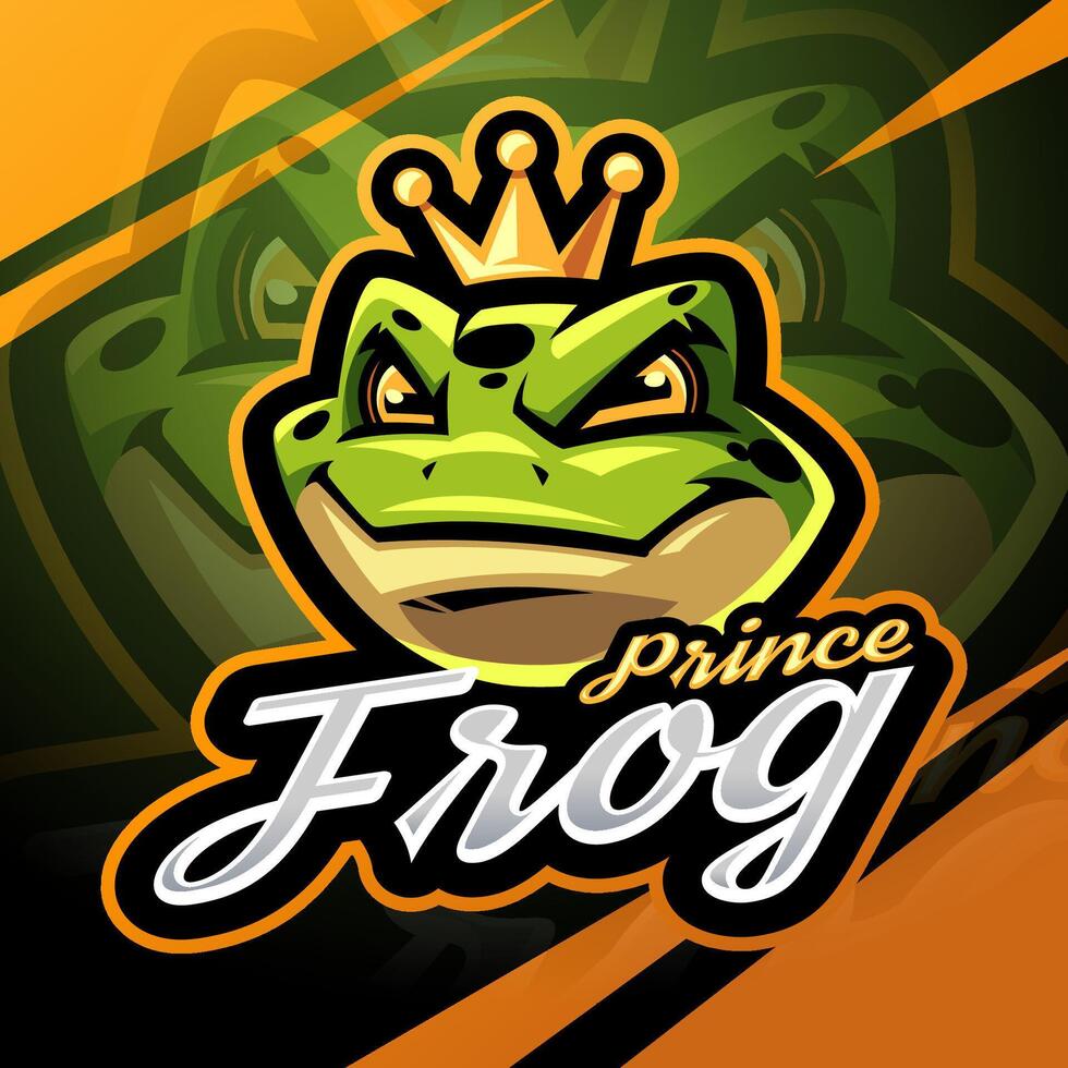 prins kikker hoofd esport mascotte logo ontwerp vector