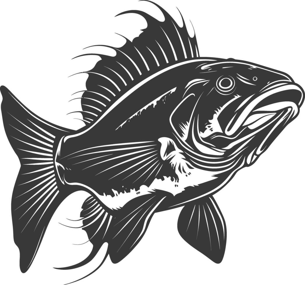 ai gegenereerd silhouet kabeljauw vis dier zwart kleur enkel en alleen vector