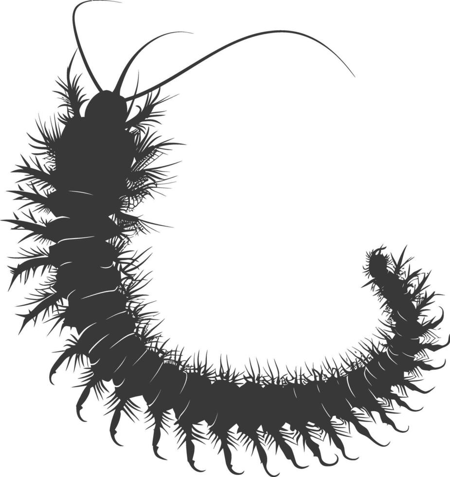ai gegenereerd silhouet duizendpoot insect dier zwart kleur enkel en alleen vector