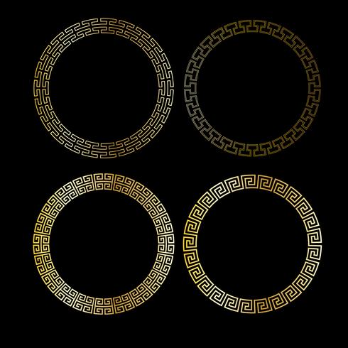metalen gouden fretwork cirkelframes vector