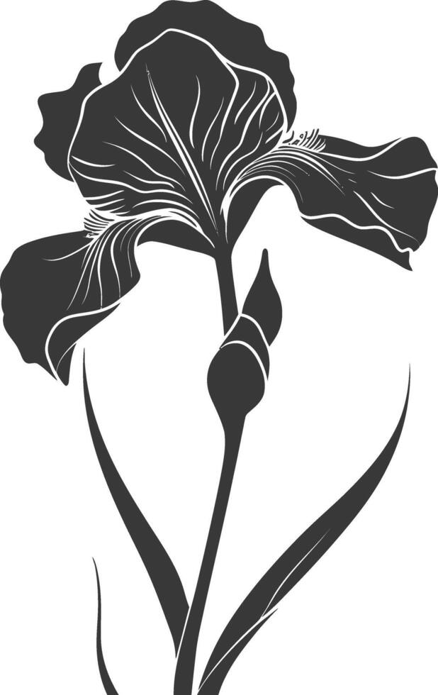 ai gegenereerd silhouet iris bloem zwart kleur enkel en alleen vector