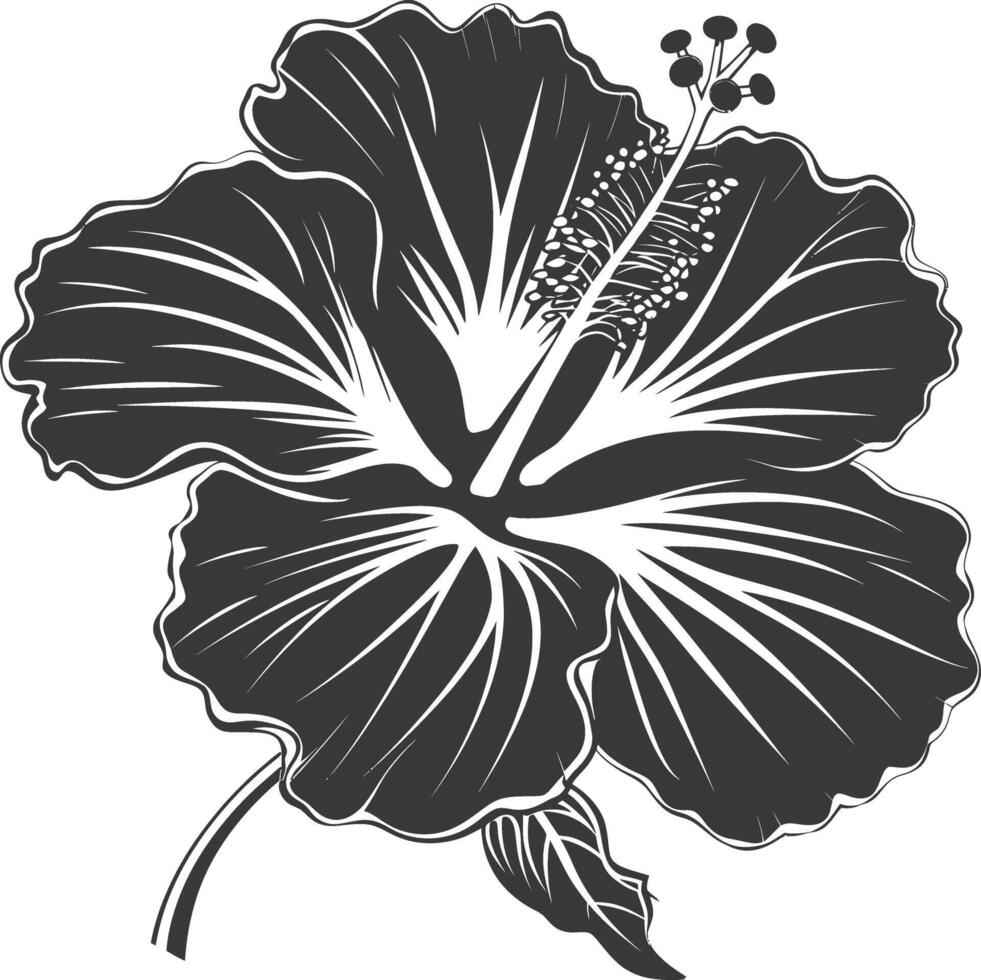 ai gegenereerd silhouet hibiscus bloem zwart kleur enkel en alleen vector