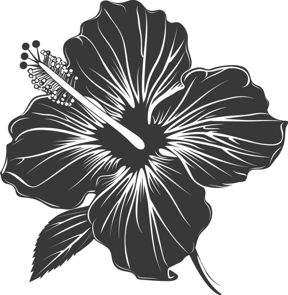 ai gegenereerd silhouet hibiscus bloem zwart kleur enkel en alleen vector