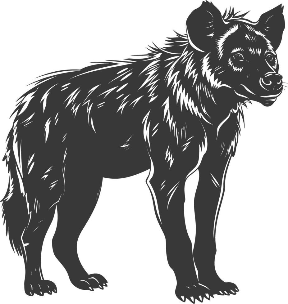 ai gegenereerd silhouet hyena dier zwart kleur enkel en alleen vol lichaam vector