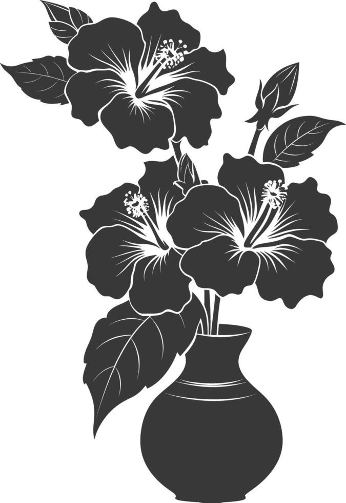 ai gegenereerd silhouet hibiscus bloem in de vaas zwart kleur enkel en alleen vector