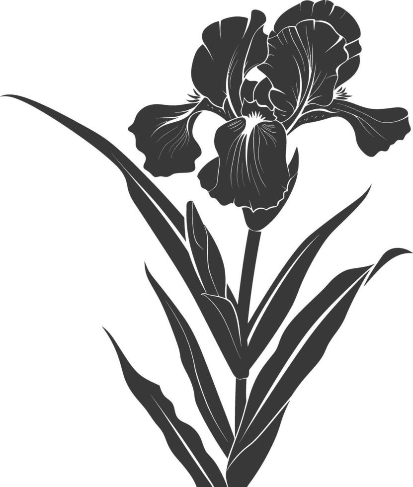 ai gegenereerd silhouet iris bloem zwart kleur enkel en alleen vector