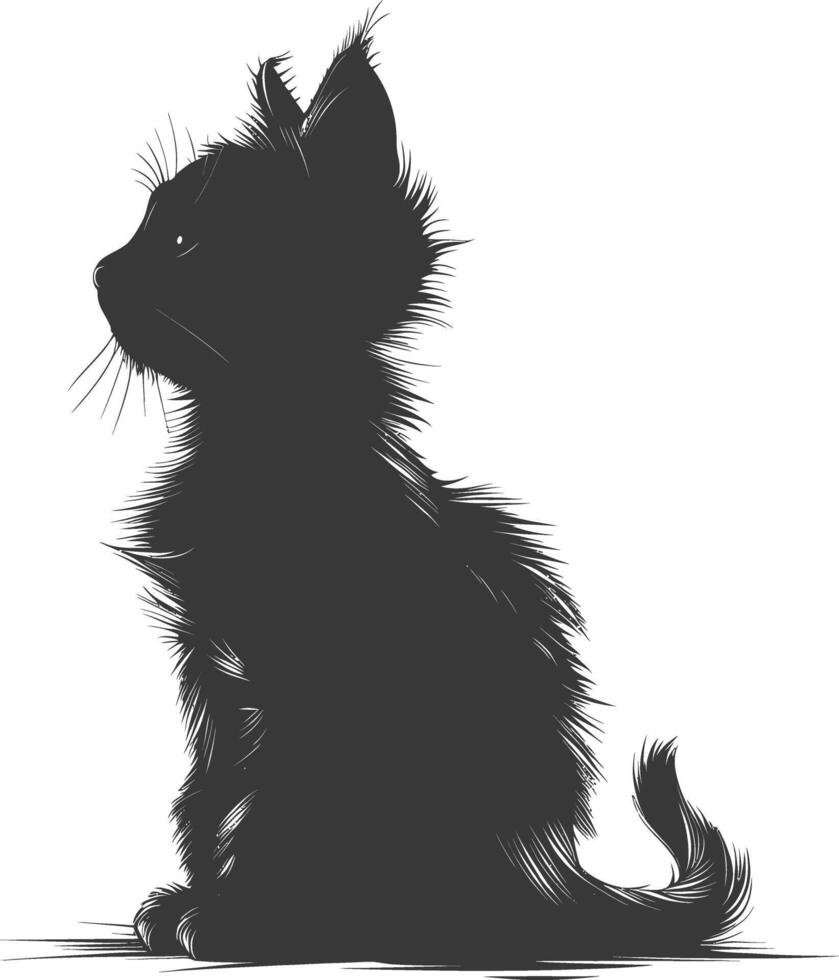 ai gegenereerd silhouet katje schattig dier zwart kleur enkel en alleen vol lichaam vector