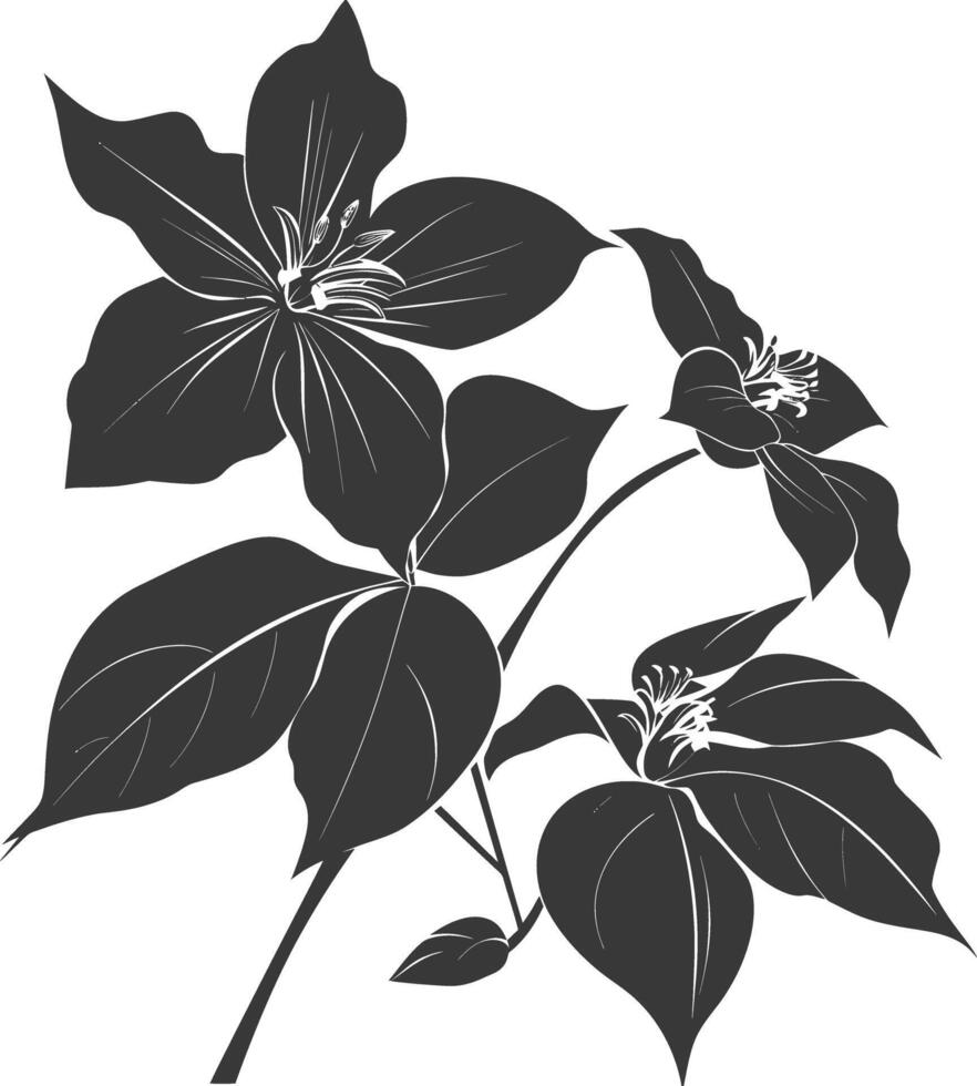 ai gegenereerd silhouet jasmijn bloem zwart kleur enkel en alleen vector