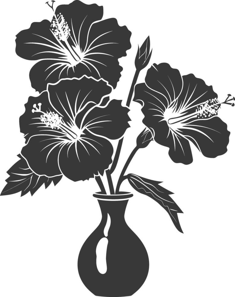 ai gegenereerd silhouet hibiscus bloem in de vaas zwart kleur enkel en alleen vector