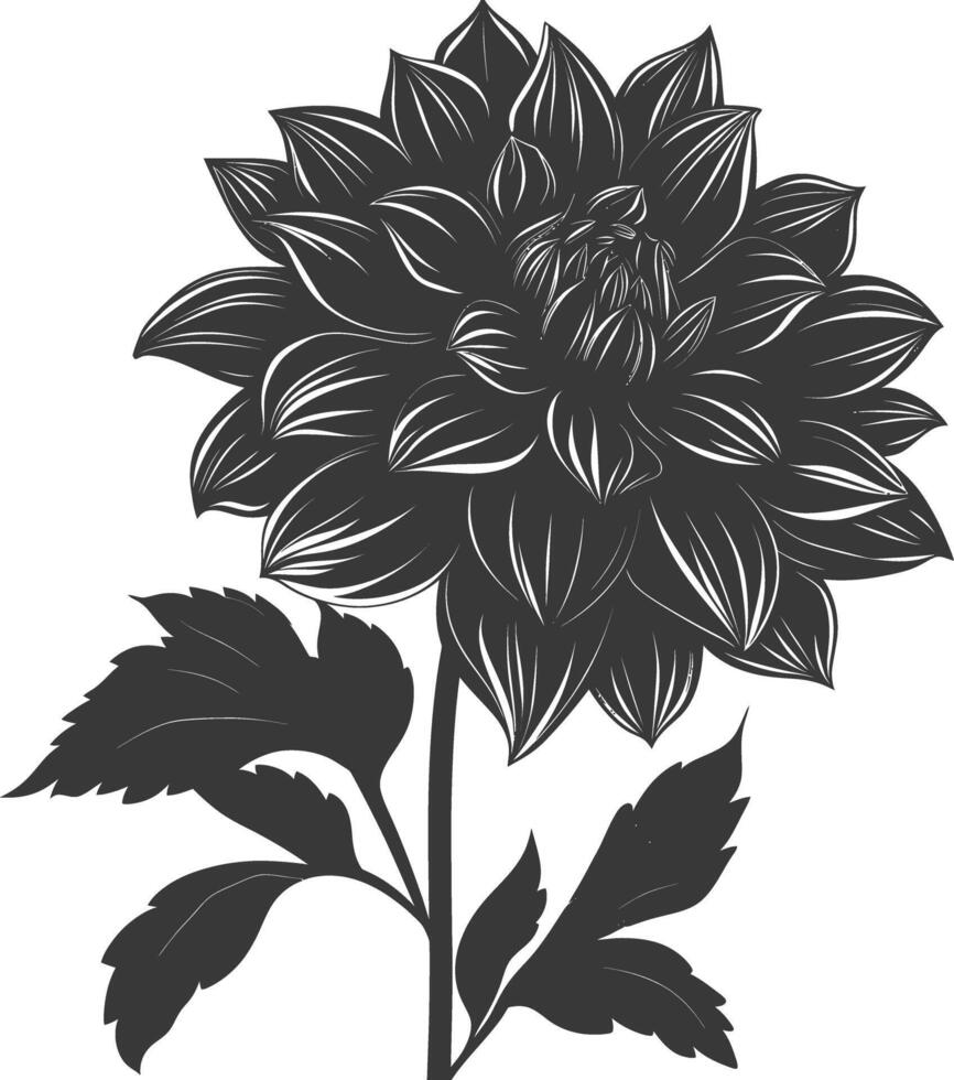 ai gegenereerd silhouet dahlia bloem zwart kleur enkel en alleen vector