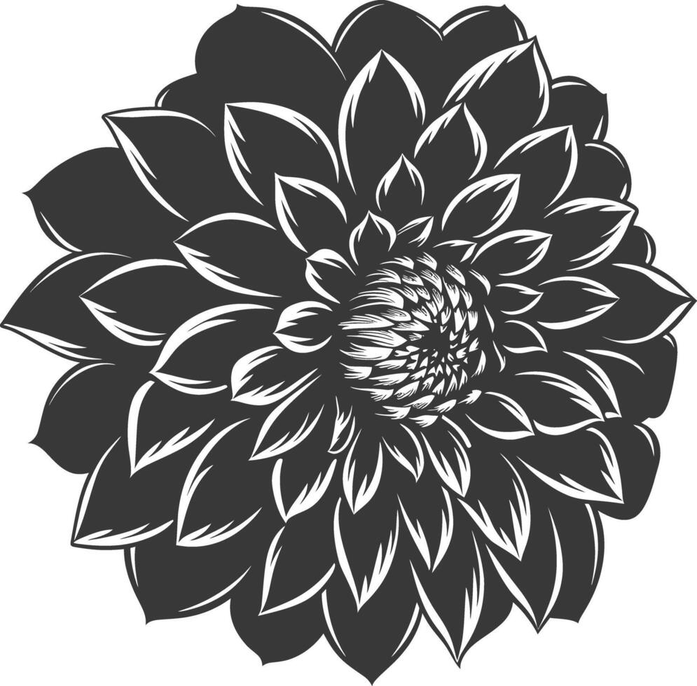 ai gegenereerd silhouet dahlia bloem zwart kleur enkel en alleen vector