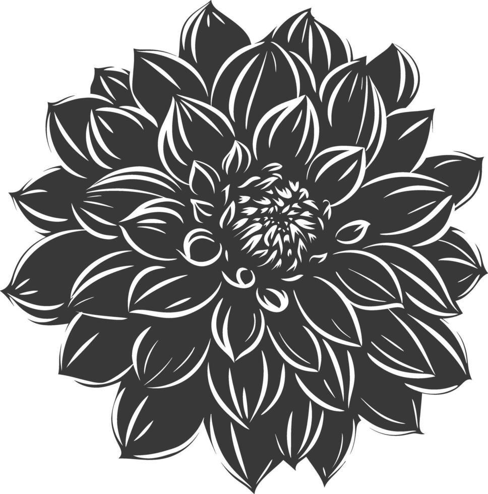 ai gegenereerd silhouet dahlia bloem zwart kleur enkel en alleen vector