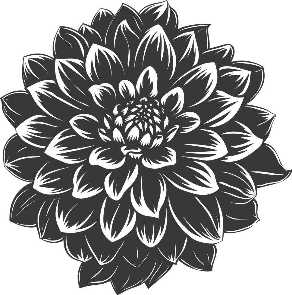 ai gegenereerd silhouet dahlia bloem zwart kleur enkel en alleen vector
