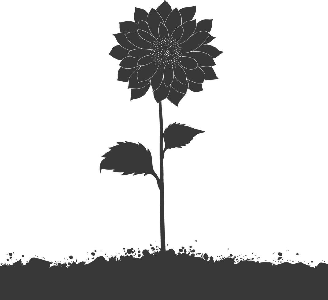 ai gegenereerd silhouet dahlia bloem in de grond zwart kleur enkel en alleen vector