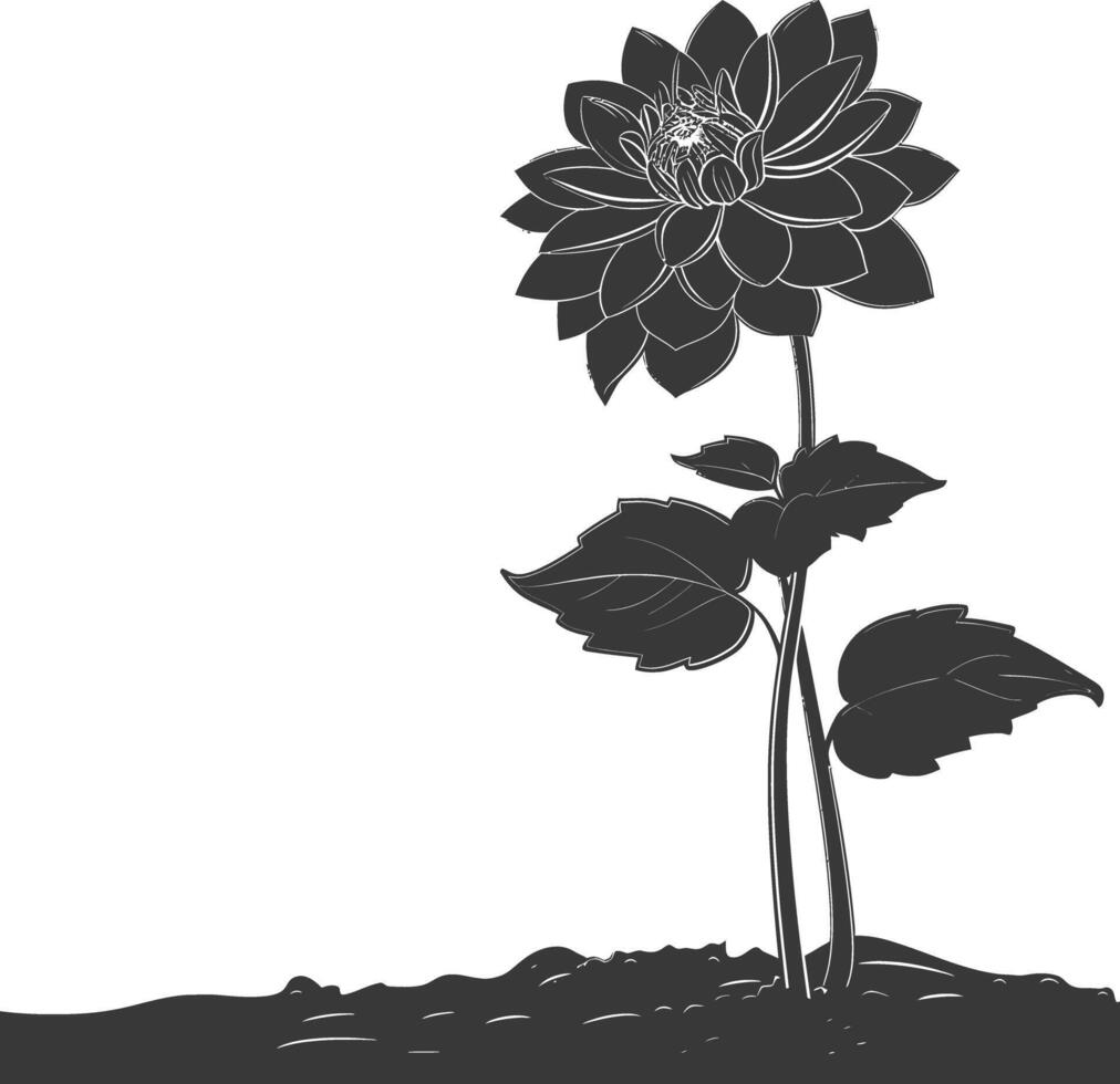 ai gegenereerd silhouet dahlia bloem in de grond zwart kleur enkel en alleen vector