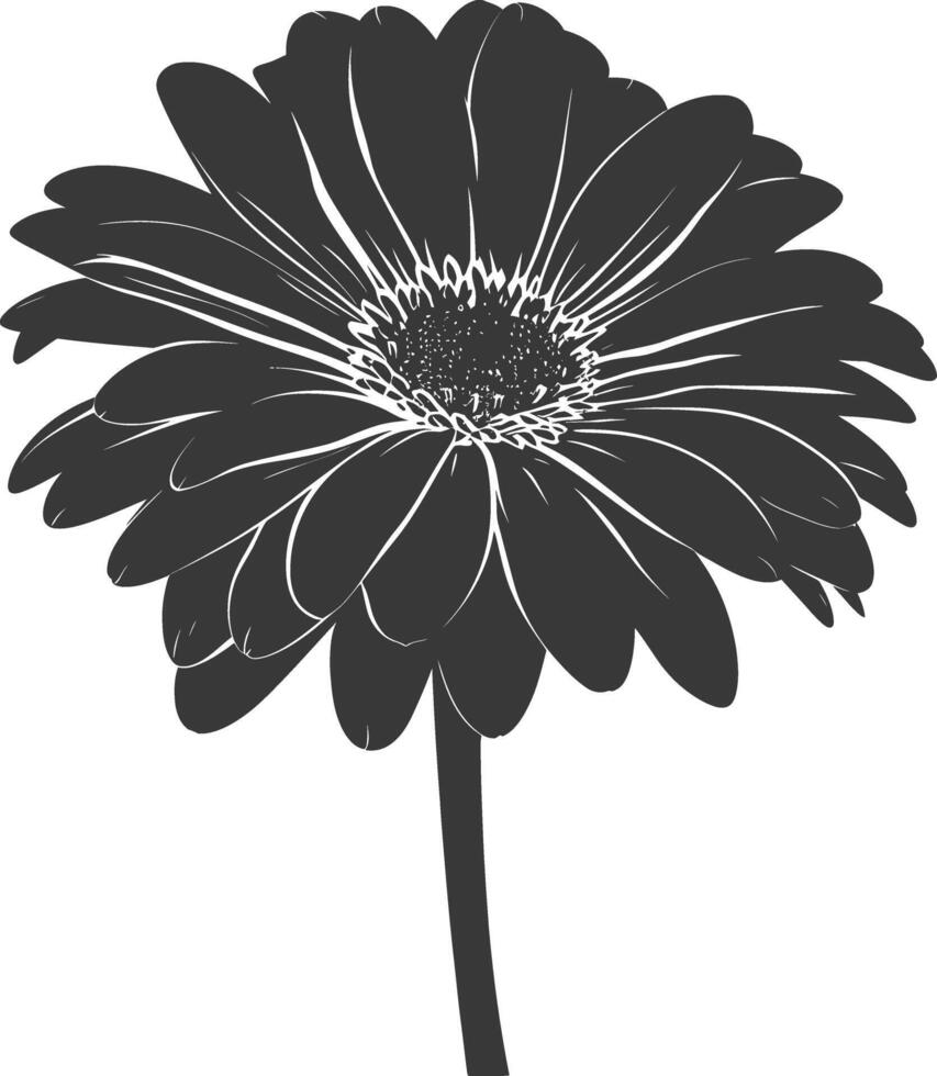 ai gegenereerd silhouet madeliefje bloem zwart kleur enkel en alleen vector