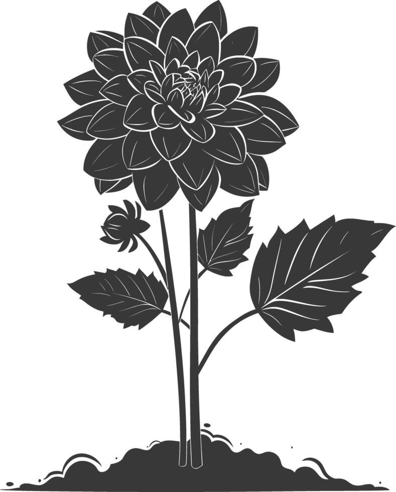 ai gegenereerd silhouet dahlia bloem in de grond zwart kleur enkel en alleen vector