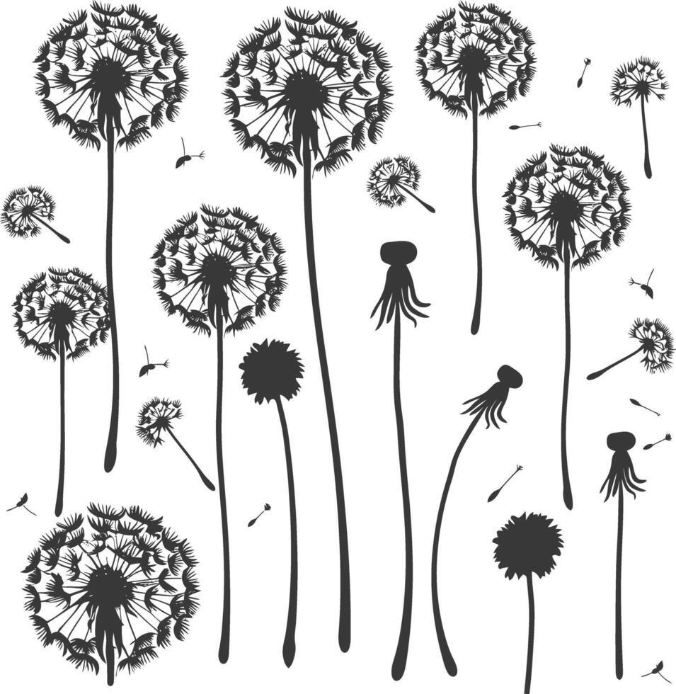 ai gegenereerd silhouet paardebloemen bloem single zwart kleur enkel en alleen vector