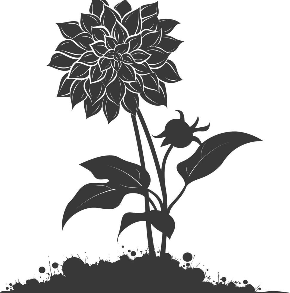 ai gegenereerd silhouet dahlia bloem in de grond zwart kleur enkel en alleen vector