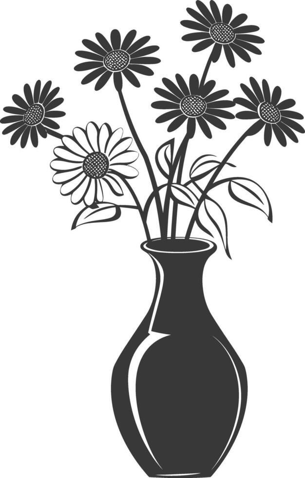 ai gegenereerd silhouet madeliefje bloem in de vaas zwart kleur enkel en alleen vector