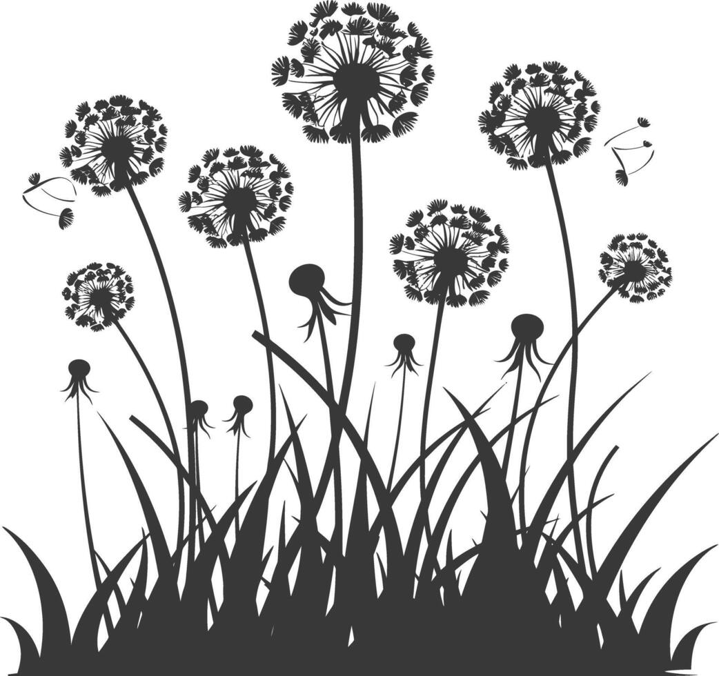 ai gegenereerd silhouet paardebloemen bloem zwart kleur enkel en alleen vector