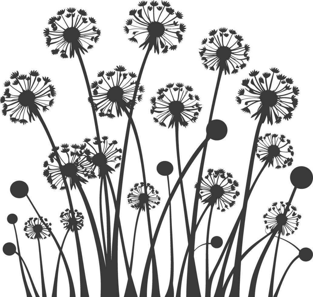 ai gegenereerd silhouet paardebloemen fabriek bloem zwart kleur enkel en alleen vector