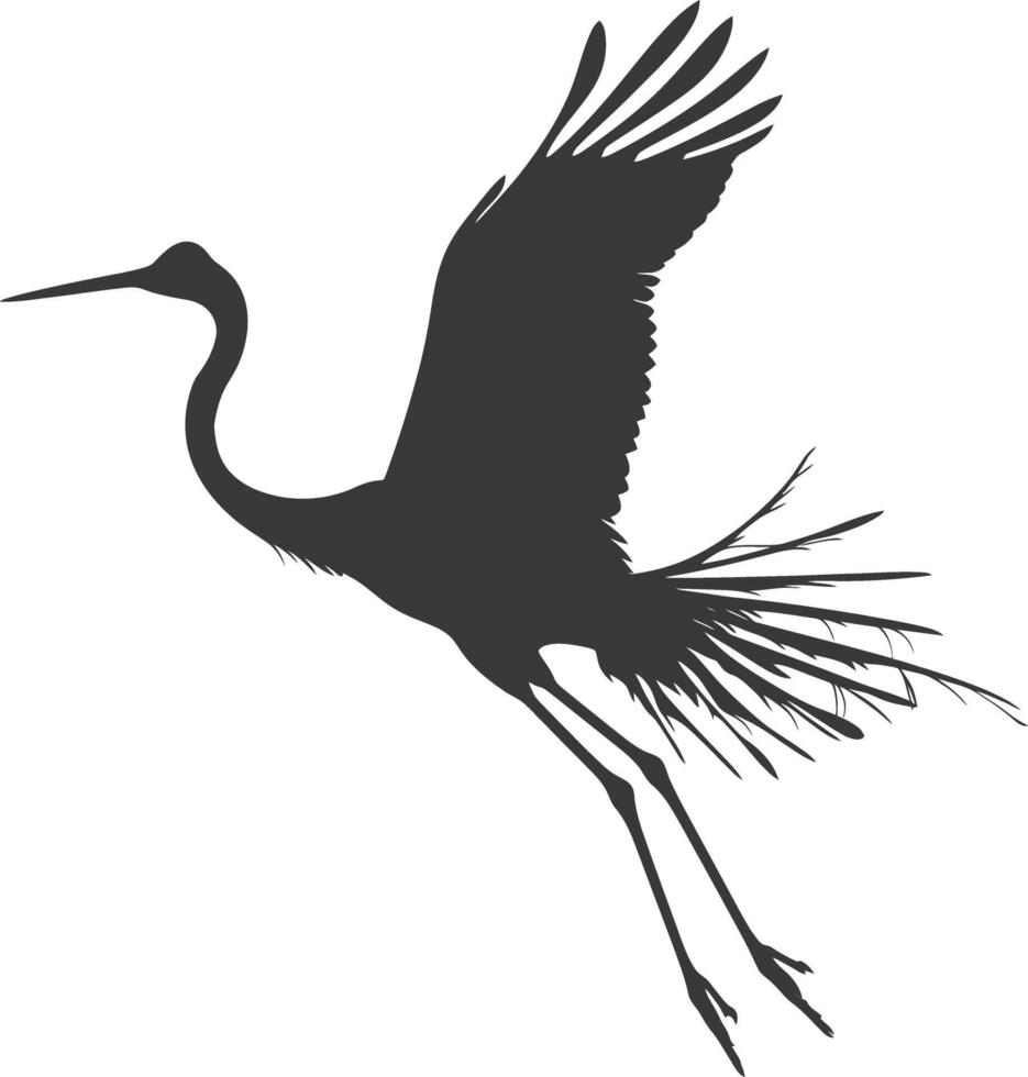 ai gegenereerd silhouet kraan vogel dier vlieg zwart kleur enkel en alleen vol lichaam vector
