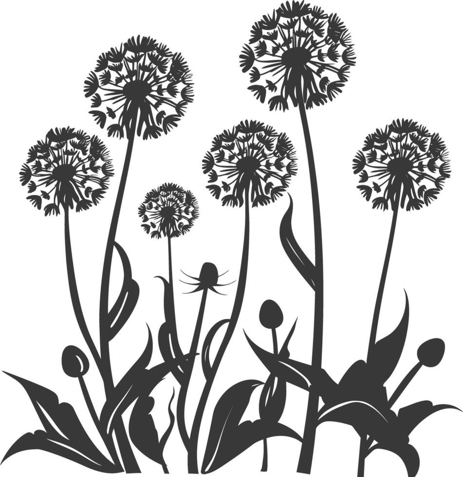 ai gegenereerd silhouet paardebloemen fabriek bloem zwart kleur enkel en alleen vector