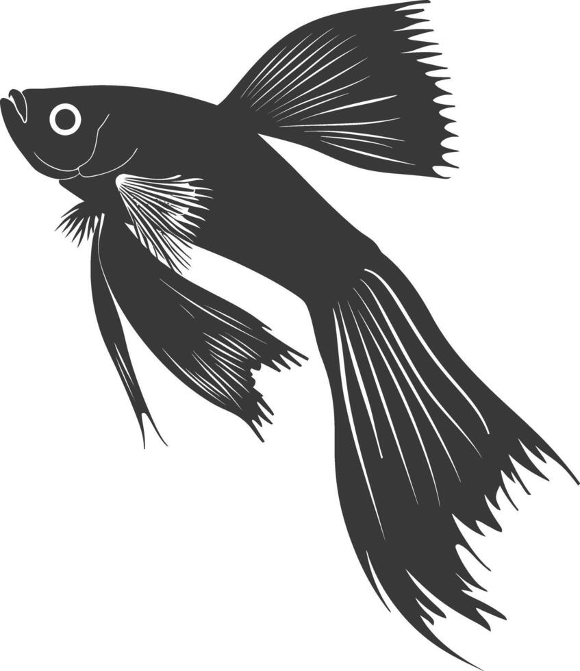 ai gegenereerd silhouet guppy vis dier zwart kleur enkel en alleen vol lichaam vector