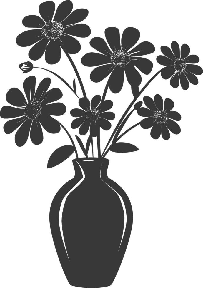 ai gegenereerd silhouet madeliefje bloem in de vaas zwart kleur enkel en alleen vector