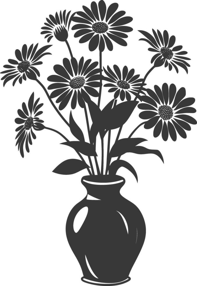 ai gegenereerd silhouet madeliefje bloem in de vaas zwart kleur enkel en alleen vector