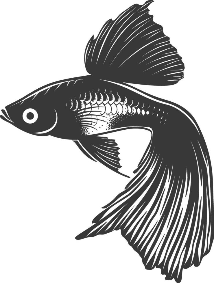 ai gegenereerd silhouet guppy vis dier zwart kleur enkel en alleen vol lichaam vector