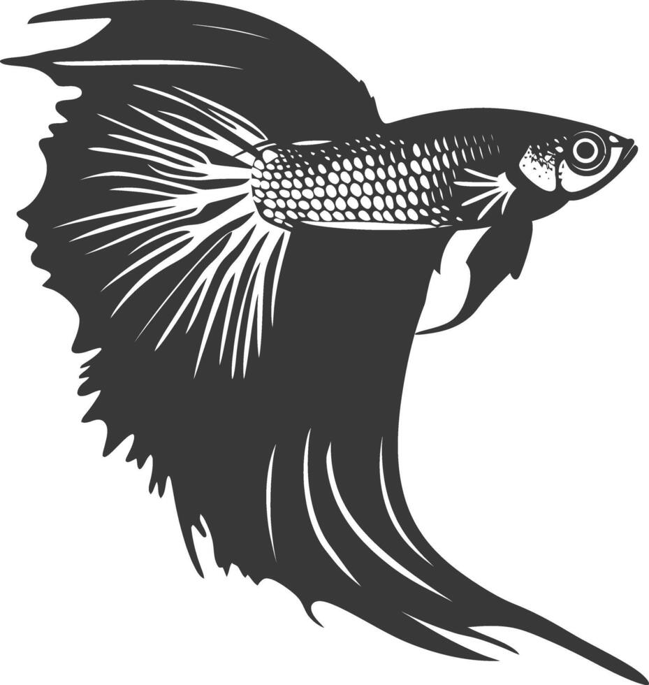 ai gegenereerd silhouet guppy vis dier zwart kleur enkel en alleen vol lichaam vector