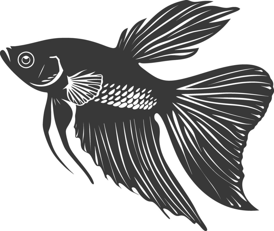 ai gegenereerd silhouet guppy vis dier zwart kleur enkel en alleen vol lichaam vector