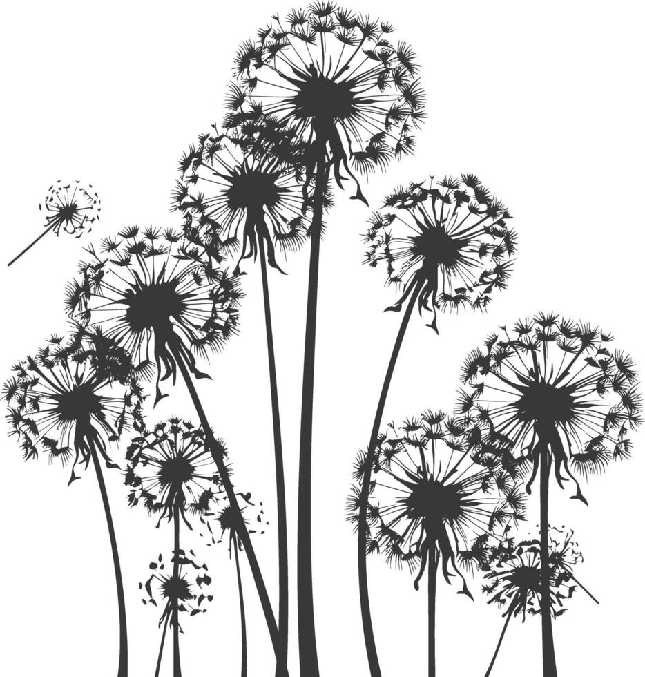 ai gegenereerd silhouet paardebloemen fabriek bloem zwart kleur enkel en alleen vector