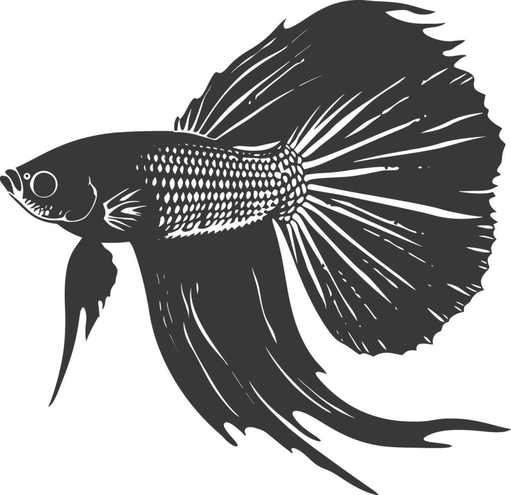 ai gegenereerd silhouet guppy vis dier zwart kleur enkel en alleen vol lichaam vector