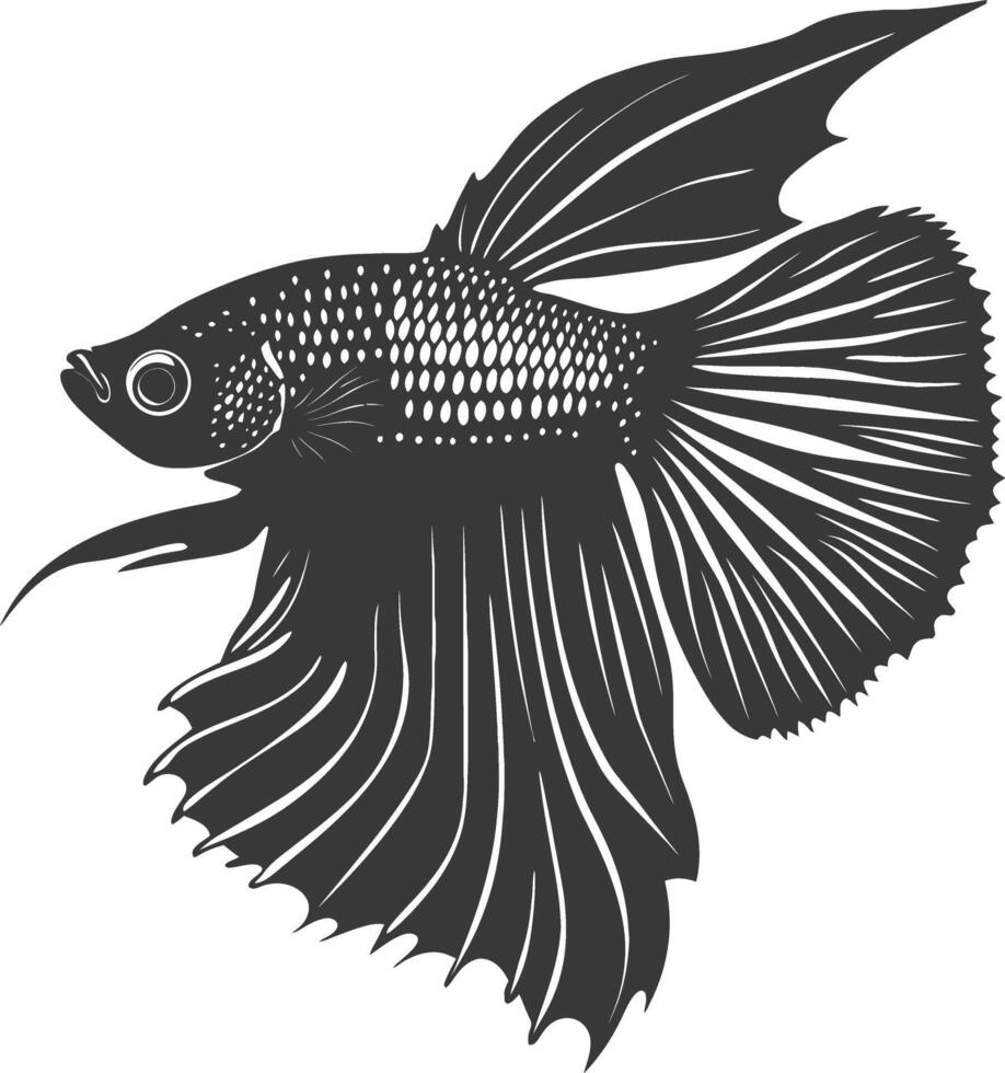 ai gegenereerd silhouet guppy vis dier zwart kleur enkel en alleen vol lichaam vector