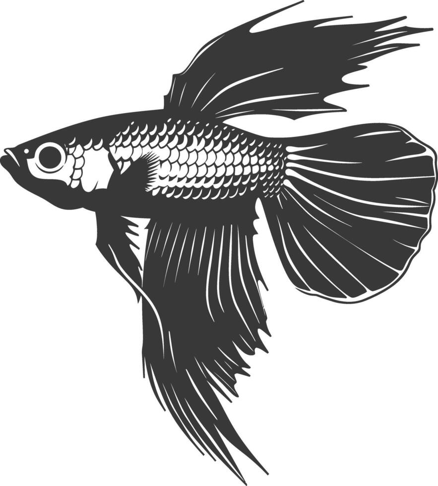 ai gegenereerd silhouet guppy vis dier zwart kleur enkel en alleen vol lichaam vector