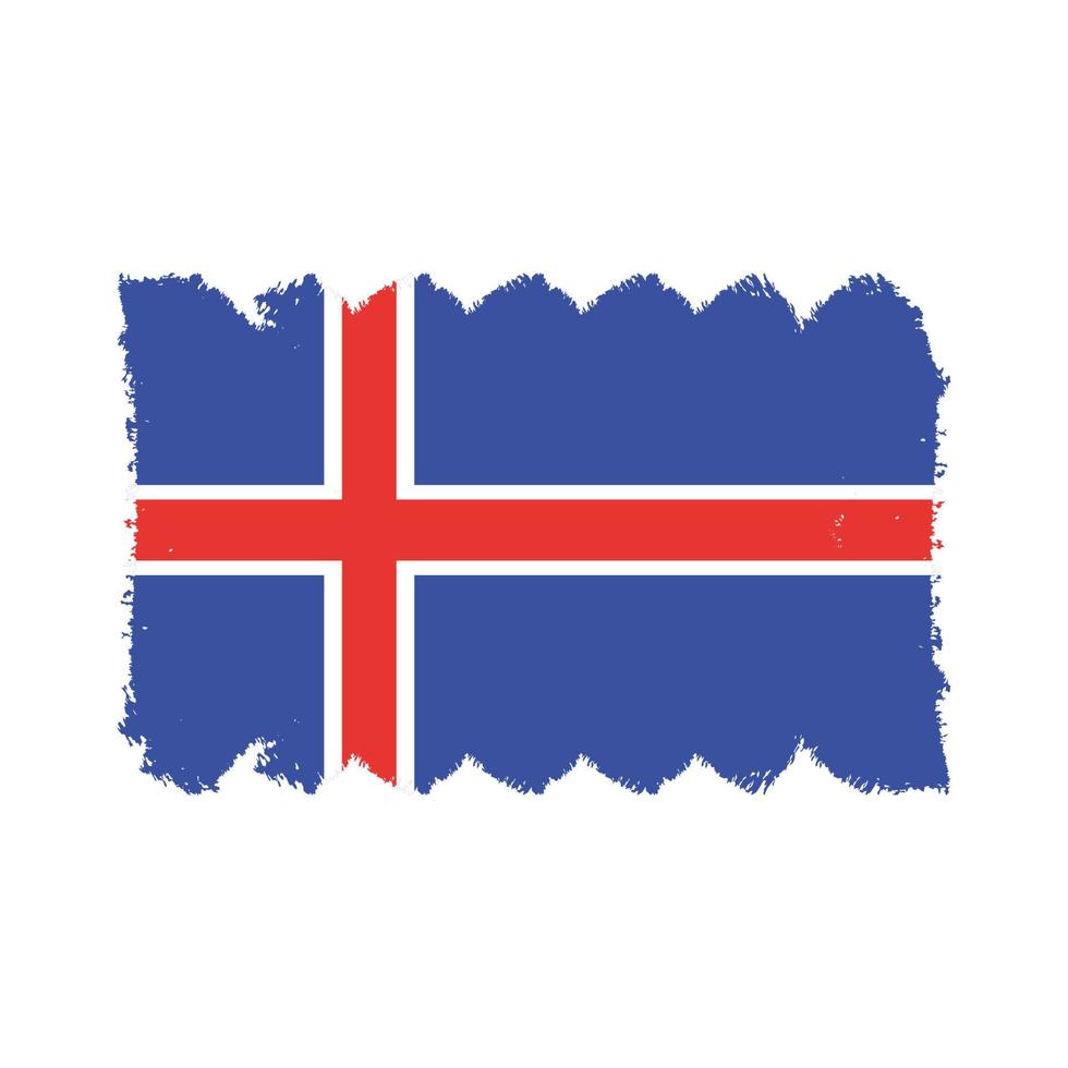 vlag van ijsland met aquarel geschilderd penseel vector