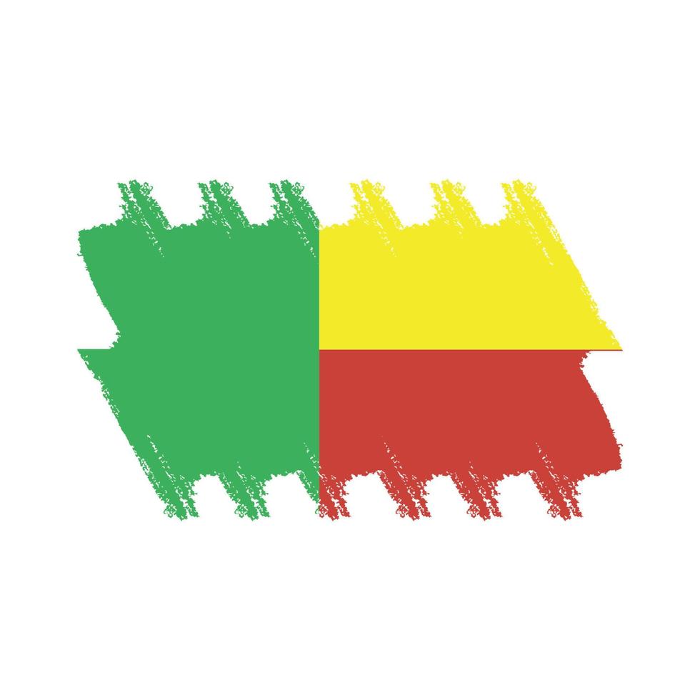 Benin vlag met aquarel geschilderd penseel vector
