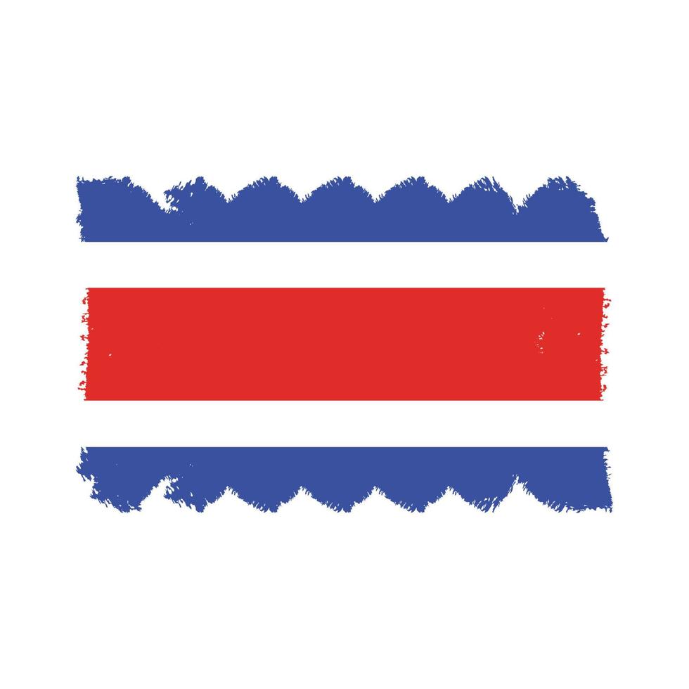 vlag van costa rica met aquarel geschilderd penseel vector