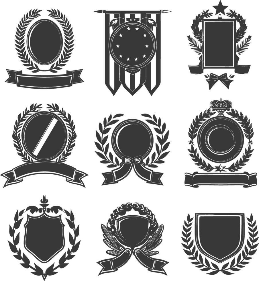 ai gegenereerd silhouet wijnoogst retro vector badges en etiketten zwart kleur enkel en alleen