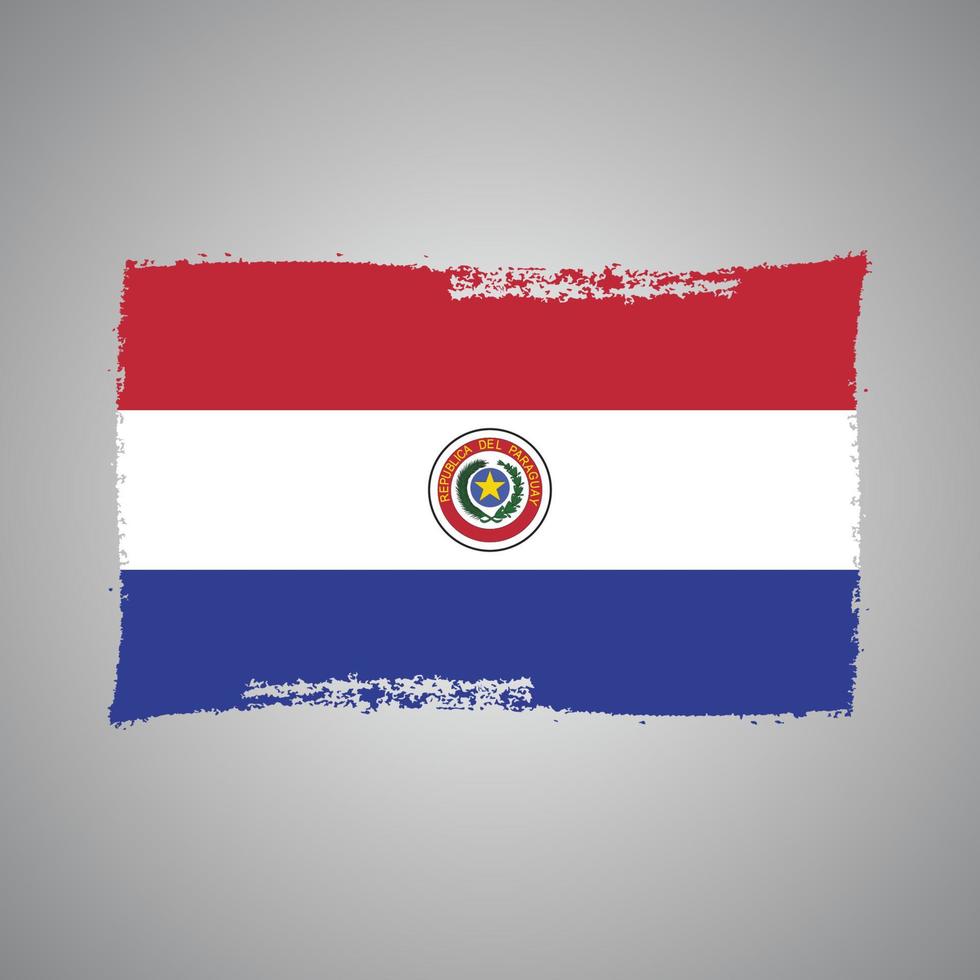 vlag van paraguay met aquarel geschilderd penseel vector